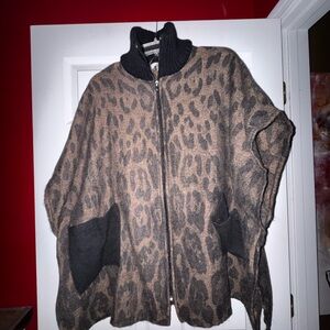 Nine West Leopard Print Cape with Black Accents